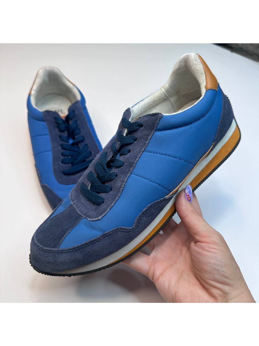 Madewell MWL Kickoff Blue Nylon Suede Trainer Sneakers